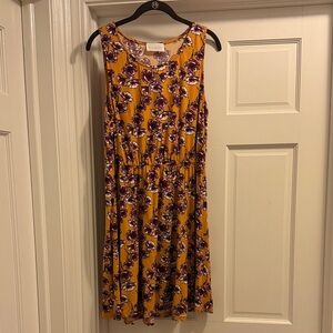 French Grey Floral Midi Dress - Mustard and Violet
